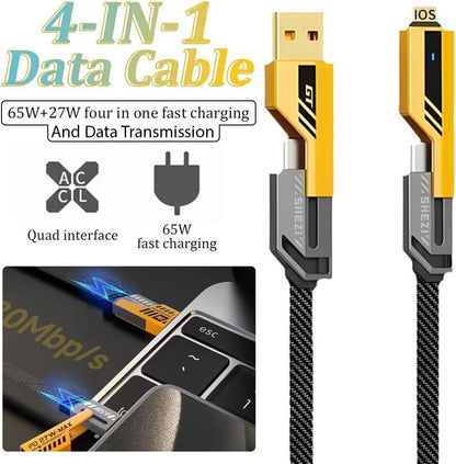 4-in-1 Gold-Plated USB Charging & Data Cable
