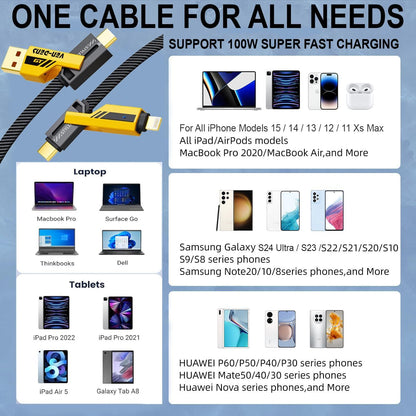 4-in-1 Gold-Plated USB Charging & Data Cable